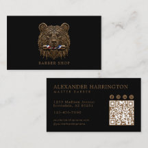 Código Qr da Barbearia Elegante Urso de Bronze