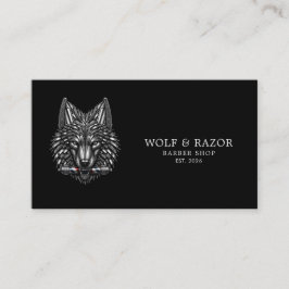 Cartão De Visita Código Qr da Barbearia Professional Silver Wolf
