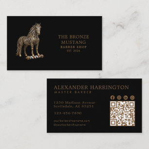 Cartão De Visita Código Qr da Bronze Mustang Professional Barber Sh