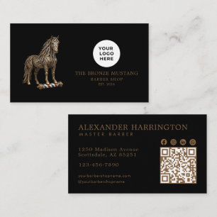 Cartão De Visita Código Qr da Bronze Mustang Professional Barber Sh