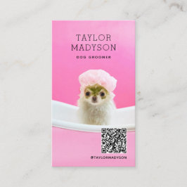 Cartão De Visita Código QR da Butique de Embelezamento Canino Cão M