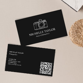 Cartão De Visita Código QR da Câmera Profissional de Fotografia