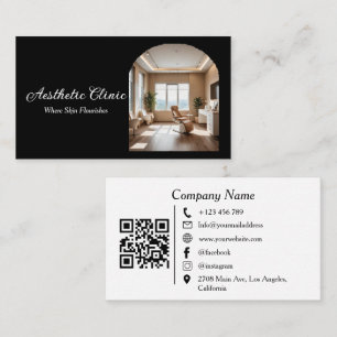 Cartão De Visita Código QR da Clínica de Estética Minimal Arch Pret