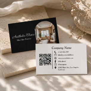 Cartão De Visita Código QR da Clínica de Estética Minimal Arch Pret
