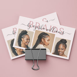 Cartão De Visita Código QR da Colagem de Fotos de Braids Hairstylis