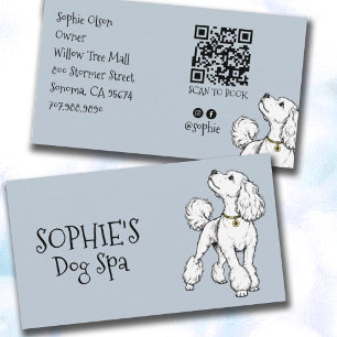 Cartão De Visita Código QR da Cute Dog Blue Grooming Spa