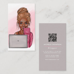 Cartão De Visita Código QR da Dona Negra Americana Blogueira