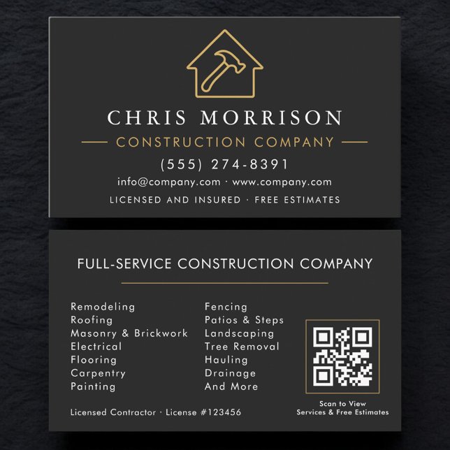 Cartão De Visita Código QR da Empresa de Construção  (Criador carregado)