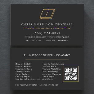 Cartão De Visita Código QR da Empresa de Drywall