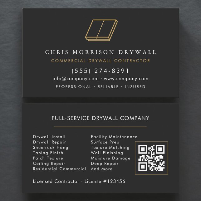 Cartão De Visita Código QR da Empresa de Drywall (Criador carregado)
