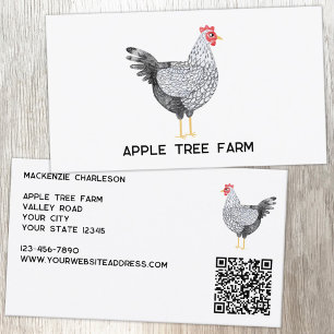 Cartão De Visita Código QR da Fazenda de Ovos de Galinha Aves