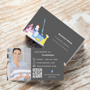 Cartão De Visita Código QR da foto da cinza do serviço de limpeza