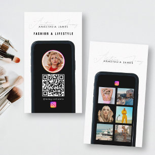 Cartão De Visita Código QR da Grade de Fotos do Modern 6