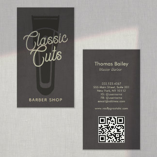 Cartão De Visita Código QR da Legal Barbearia Vintage