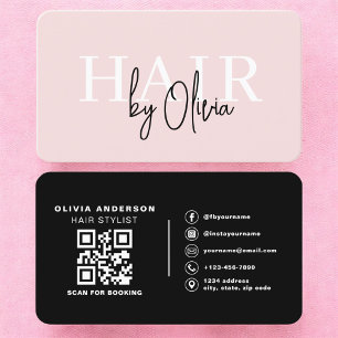 Cartão De Visita Código QR da Lista de Cabelos Rosa do Blanco Profi