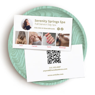 Cartão De Visita Código QR da Mídia Social Fotográfica Spa 4