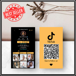 Cartão De Visita Código QR da Mídia Social Peach TikTok