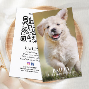 Cartão De Visita Código QR da Mídia Social Puppy Dog Pet Puppy Pet 