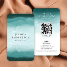 Código QR da Mídia Social Teal Moderna em Watercol