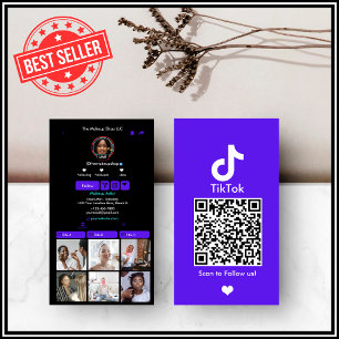 Cartão De Visita Código QR da Mídia Social Violet TikTok