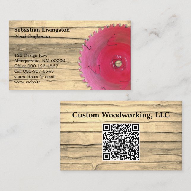 Cartão De Visita Código QR da ocupação circular russa de madeira se (Frente/Verso)