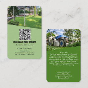 Cartão De Visita Código QR da rede Lawncare vertical Business Car