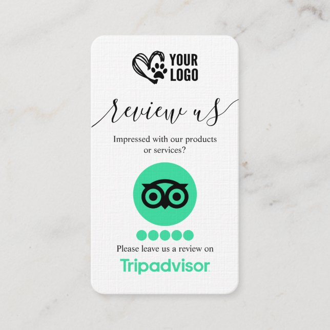 Cartão De Visita Código QR da Solicitação de Revisão do TripAdvisor (Frente)