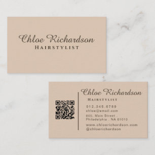 Cartão De Visita Código QR da Tipografia Moderna Moderna de Beige M
