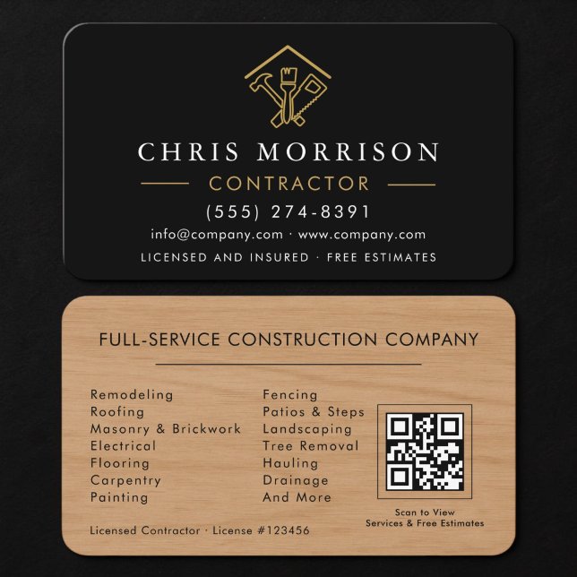 Cartão De Visita Código QR da Wood Home Improvement (Criador carregado)