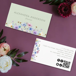 Cartão De Visita Código QR das flores silvestres botulínicas legant