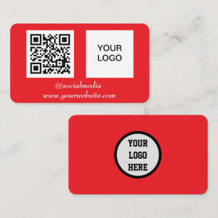 Cartão De Visita Código QR das mídias sociais Red Professional Mode