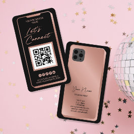 Cartão De Visita Código QR das Mídias Sociais Rosa Moderno Feminina