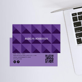 Cartão De Visita Código QR de Abstrato de Negrito Moderno Geométric