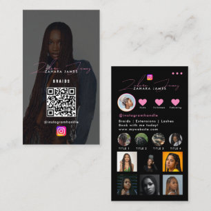 Cartão De Visita Código QR de Alimentação de Fotos Sociais de Tranç