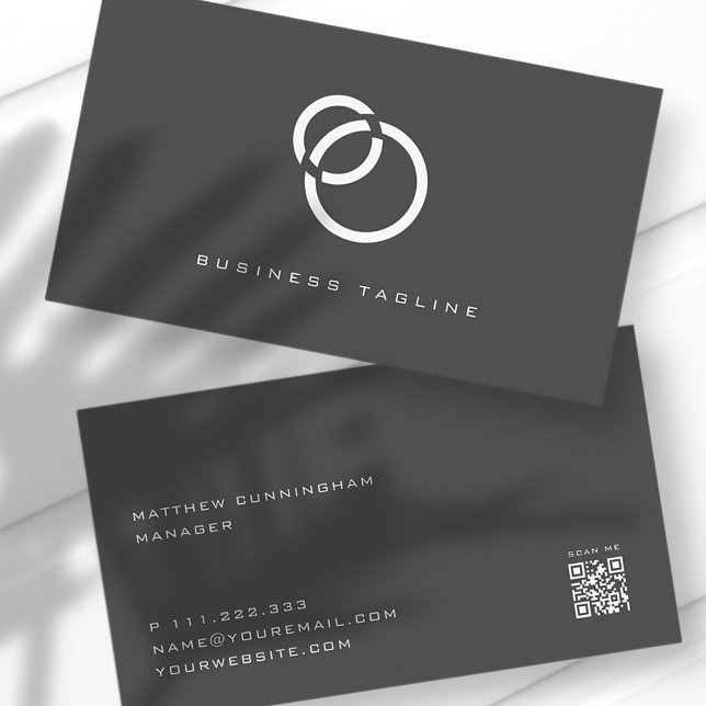 Cartão De Visita Código QR de Análise Simples e Elegante Moderno Mi (Criador carregado)