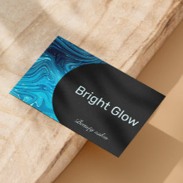 Cartão De Visita Código Qr de Aqua Estheticista Azul Iridescente