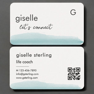 Cartão De Visita Código QR de Aquarela de Treinador de Vida
