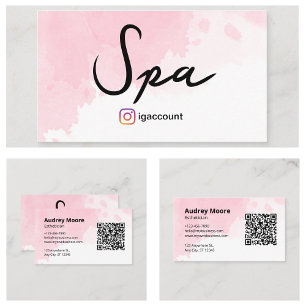 Cartão De Visita Código QR de Aquarela Estheticista de Spa