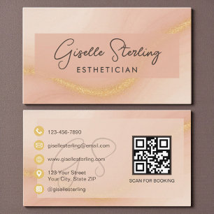 Cartão De Visita Código QR de Aquarela para Esteticista