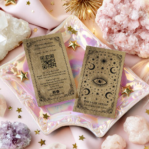 Cartão De Visita Código QR de Artista de Cílios Tarot Celestial Ret