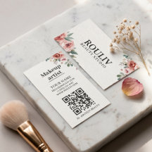 Código QR de Artista de Maquiagem com Aquarela Flo