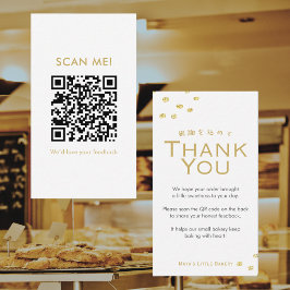 Cartão De Visita Código QR de Avaliação com Glitter Dourado Minimal