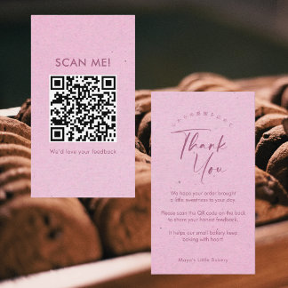 Cartão De Visita Código QR de Avaliação com Letra Elegante em Kraft