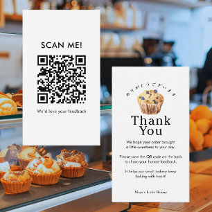 Cartão De Visita Código QR de Avaliação de Muffin de Mirtilo Rústic