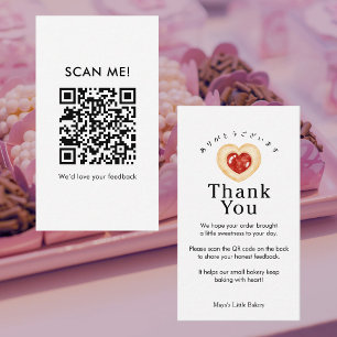 Cartão De Visita Código QR de Avaliação do Cookie Coração Rústico