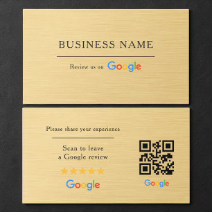 Cartão De Visita Código QR de Avaliação do Google Falso Metálico Do