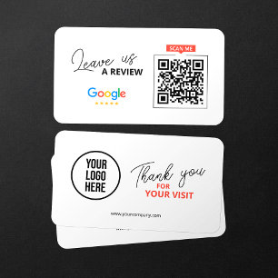 Cartão De Visita Código QR de Avaliação do Google Obrigado Empresa
