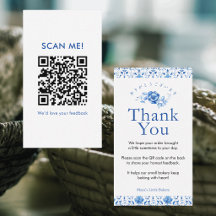Código QR de Avaliação em Azul Marinho Damask