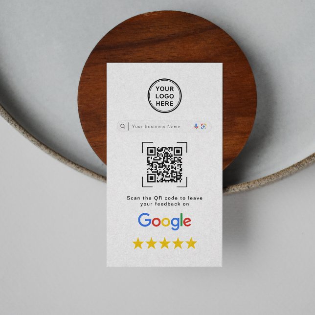 Cartão De Visita Código QR de Avaliação Google Moderno e Elegante (Criador carregado)