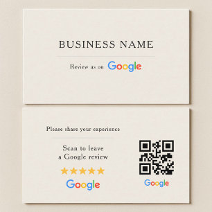 Cartão De Visita Código QR de Avaliação Google Neutro Marfim
